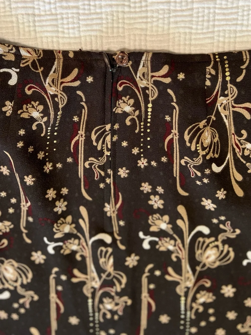 Brown Reversible Floral/polka dot Mermaid Midi Skirt